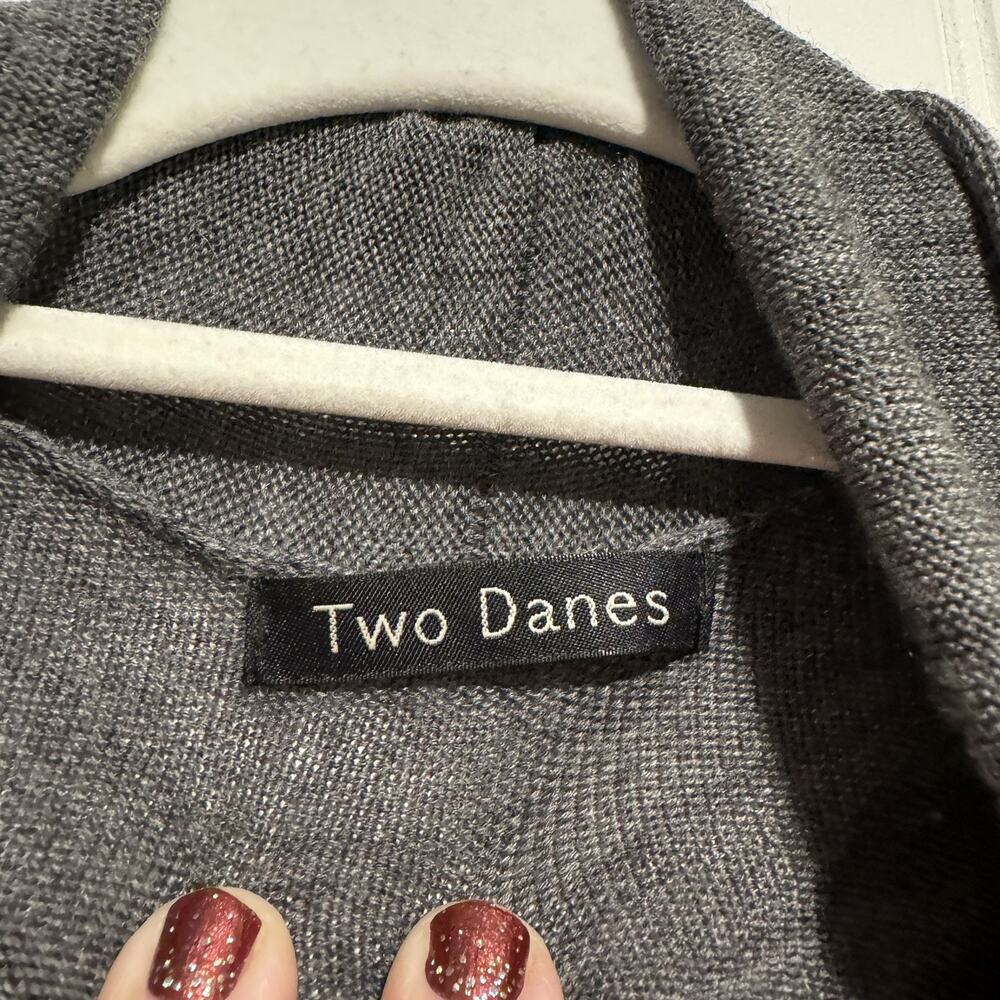 Two Danes Grey Merino Wool Longline Cardigan Sweater Size Large - Picture 3 of 5